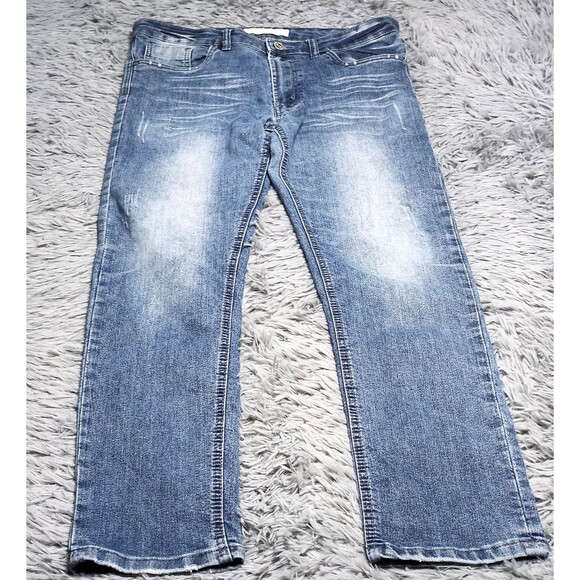 Refinery Republic Jeans Mens 32x30 Blue Distressed Straight Leg Denim Pants - Picture 1 of 15